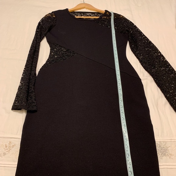 Black lace dress with lace insert. Size M - Picture 3 of 6